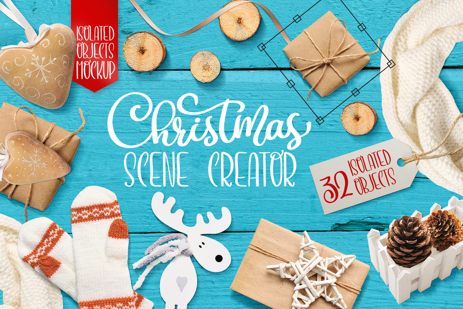 Christmas Scene Creator Isolated Items In Packaging Mockups On Yellow Images Creative Store