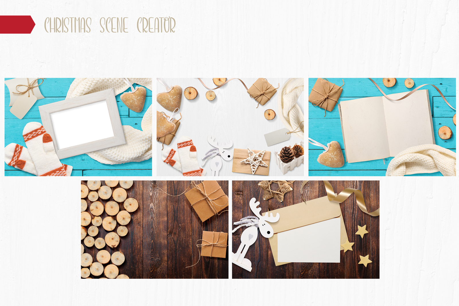 Christmas Scene Creator Isolated Items In Packaging Mockups On Yellow Images Creative Store