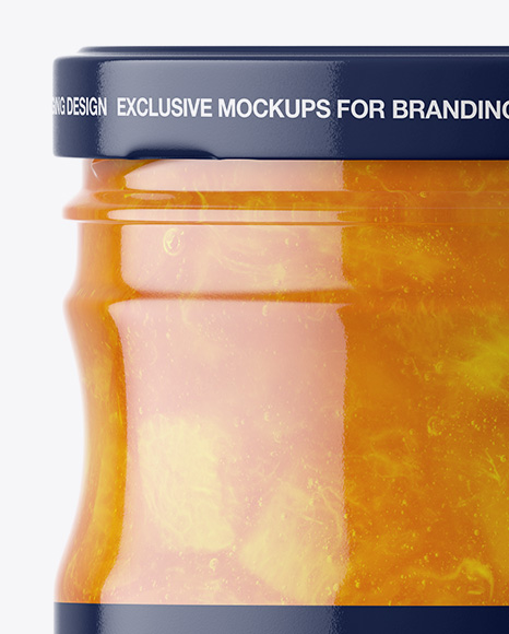 Clear Glass Jar with Apricot Jam Mockup PSD #2