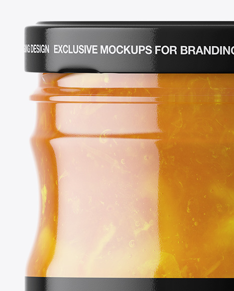 Clear Glass Jar with Orange Jam Mockup PSD #2