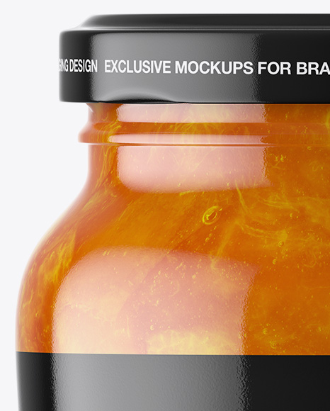Clear Glass Jar with Apricot Jam Mockup PSD #2