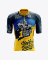 Download Men S Cycling Speed Jersey Mockup Front View In Apparel Mockups On Yellow Images Object Mockups