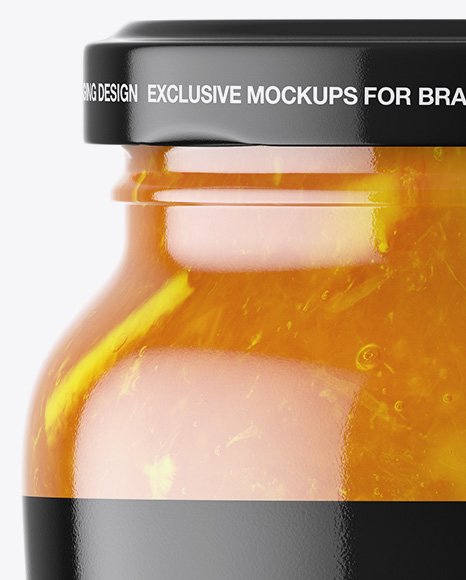 Clear Glass Jar with Orange Jam Mockup PSD #2