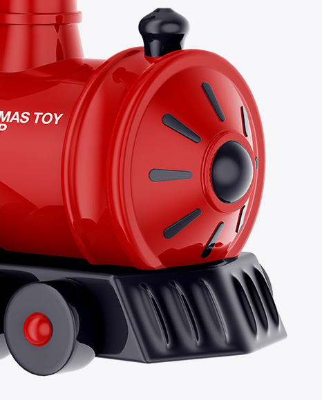 Glossy Train Christmas Toy Mockup on Yellow Images Object Mockups