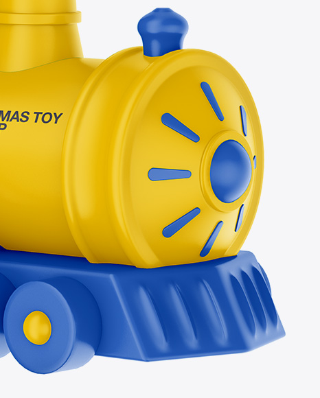 Matte Train Christmas Toy Mockup on Yellow Images Object Mockups