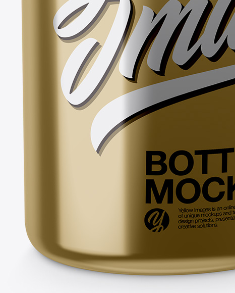 Metallic Plastic Bottle Half Side View High Angle Shot In Bottle Mockups On Yellow Images Object Mockups