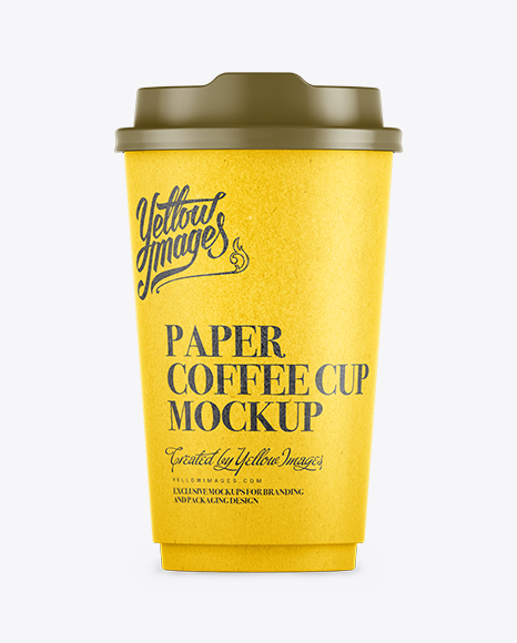 400ml Kraft Paper Cup Mockup on Yellow Images Object Mockups