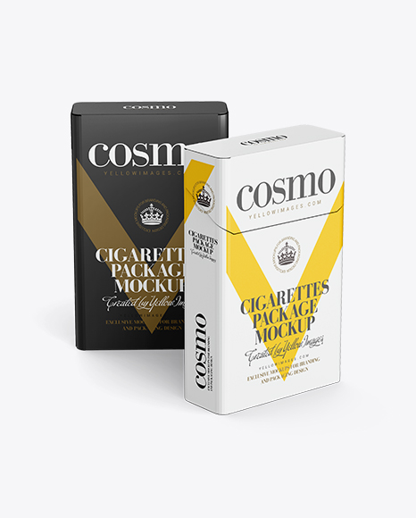 Two Flip Top Hard Cigarette Packs Mockup In Box Mockups On Yellow Images Object Mockups