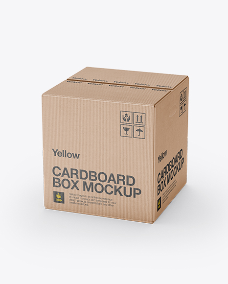 Corrugated Fiberboard Box Mockup 70 Angle Front View High Angle Shot In Box Mockups On Yellow Images Object Mockups