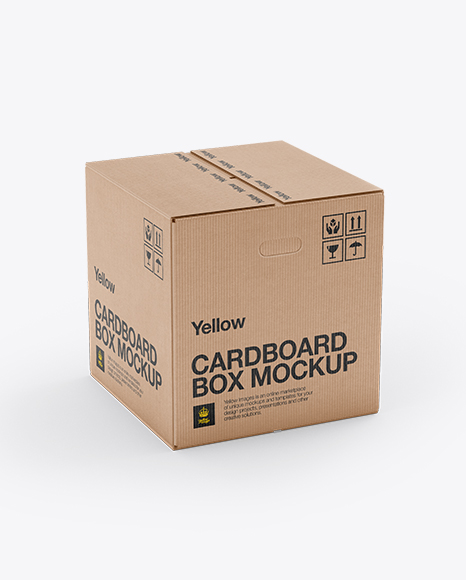 Download Corrugated Fiberboard Box Mock Up 70 Angle Front View High Angle Shot In Box Mockups On Yellow Images Object Mockups