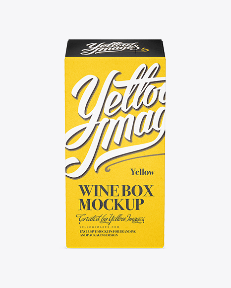 Download White Paper Wine Box Mockup - Front View in Box Mockups on Yellow Images Object Mockups