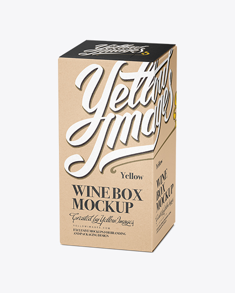 Kraft Paper Wine Box Mockup   25° Angle (High Angle Shot) PSD #2