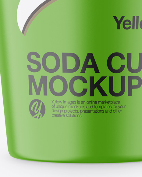 Matte Soda Cup With Straw Mockup on Yellow Images Object Mockups