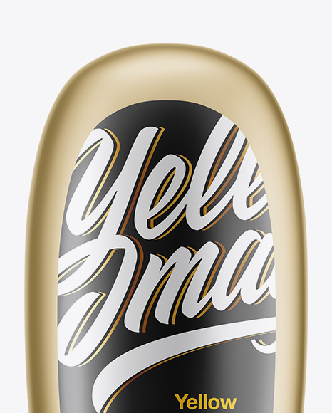 Matte Metallic Cosmetic Bottle Mockup on Yellow Images Object Mockups