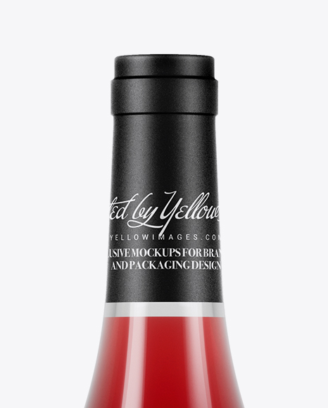 750ml Clear Glass Pink Wine Bottle Mockup PSD #2