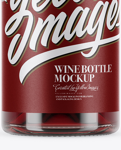 750ml Clear Glass Pink Wine Bottle Mockup PSD #1