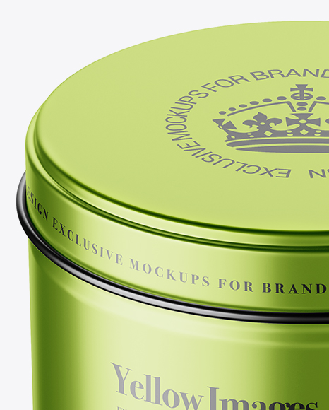 Metallic Round Tin Box Mockup High Angle Shot In Box Mockups On Yellow Images Object Mockups