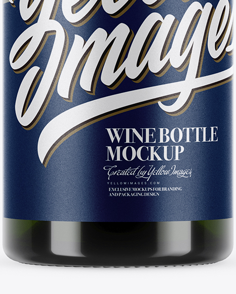 750ml Green Glass White Wine Bottle Mockup PSD #1