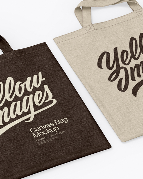 Download Two Canvas Bags Mockup Top View Half Side In Apparel Mockups On Yellow Images Object Mockups