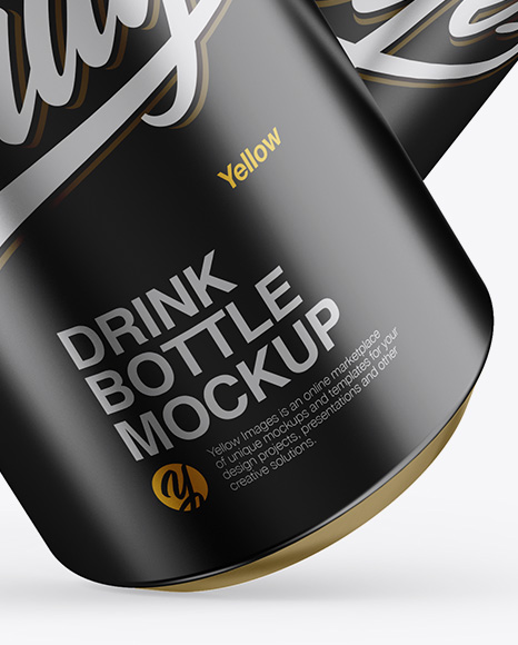 Two Metallic Drink Bottles Mockup on Yellow Images Object Mockups