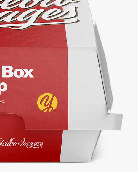 Download Paper Burger Box Mockup Front View High Angle Shot In Box Mockups On Yellow Images Object Mockups