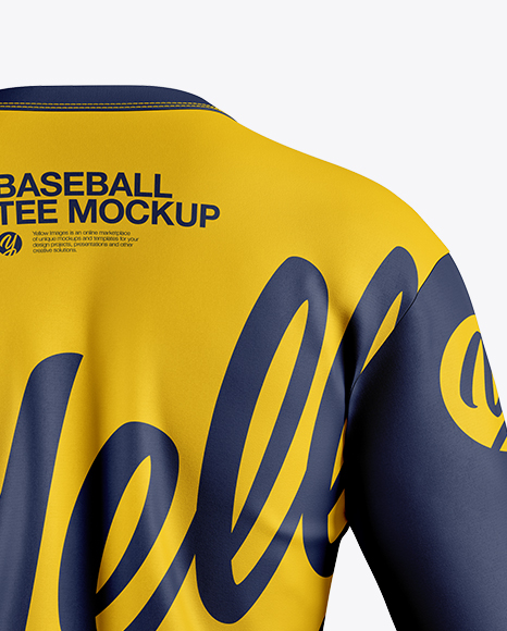 Men s Baseball T shirt With Long Sleeves Mockup   Back View PSD #3