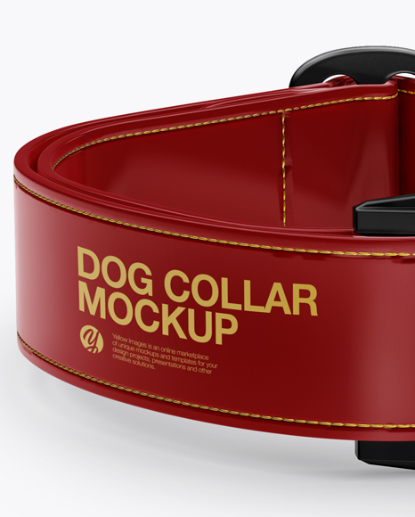 Glossy Dog Collar Mockup - Front View (High-Angle Shot) - Free Download