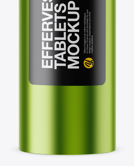 Metallic Effervescent Tablets Bottle Mockup