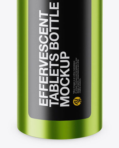 Metallic Effervescent Tablets Bottle Mockup High Angle Shot In Bottle Mockups On Yellow Images Object Mockups