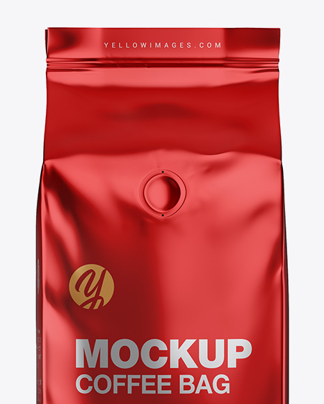 Download Glossy Metallic Coffee Bag With Valve Mockup Front View In Bag Sack Mockups On Yellow Images Object Mockups PSD Mockup Templates