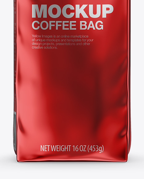 Download Glossy Metallic Coffee Bag With Valve Mockup Front View In Bag Sack Mockups On Yellow Images Object Mockups