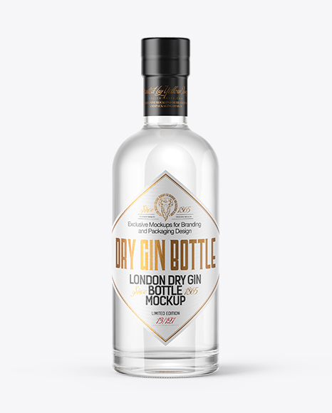 Download Dry Gin Bottle with Wooden Cap Mockup in Bottle Mockups on Yellow Images Object Mockups