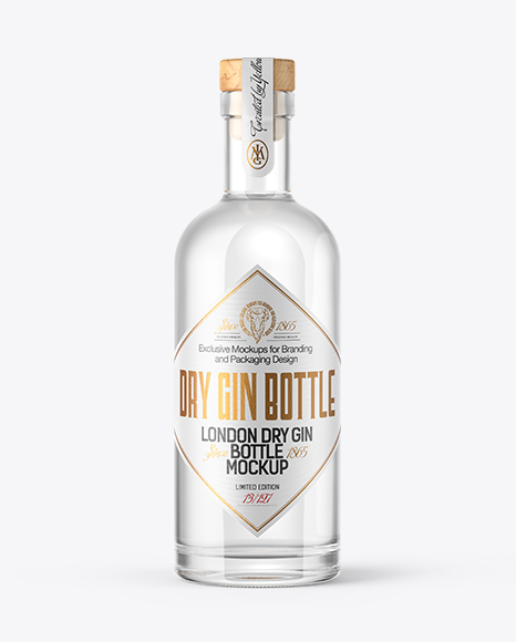 Download Yellowimages Dry Gin Bottle With Wooden Cap Mockup Free ...