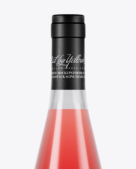750ml Clear Glass Pink Wine Bottle Mockup PSD #2