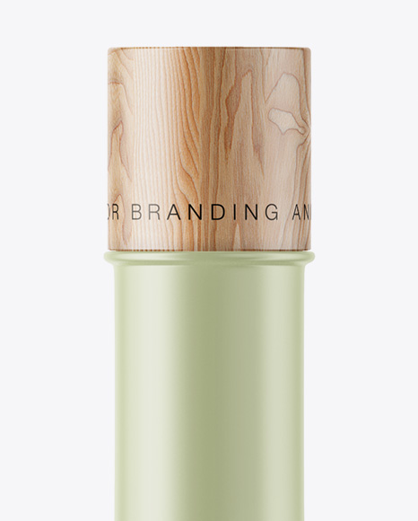 Matte Cosmetic Bottle With Wooden Cap Mockup PSD #2