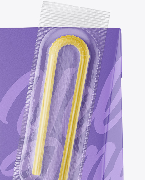 Carton Package with Straw Mockup   Front View PSD #1
