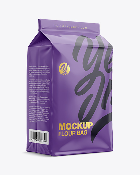 Download Glossy Paper Flour Bag Mockup Halfside View Eye Level Shot In Bag Sack Mockups On Yellow Images Object Mockups PSD Mockup Templates