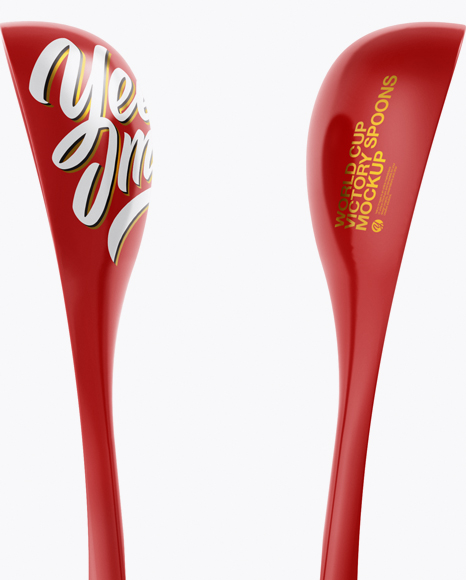 Glossy World Cup Victory Spoons Mockup   Front View PSD #2