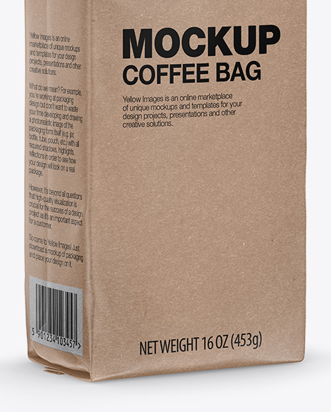 Download Kraft Coffee Bag With Valve Mockup Half Side View In Bag Sack Mockups On Yellow Images Object Mockups Yellowimages Mockups