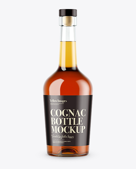 Download Cognac Bottle Mockup Front View In Bottle Mockups On Yellow Images Object Mockups PSD Mockup Templates