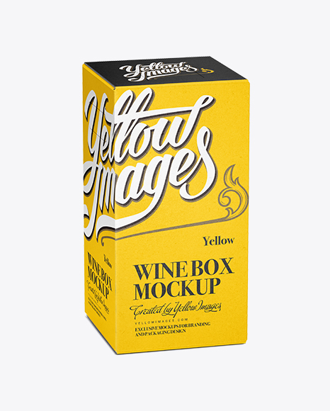 Download White Paper Wine Box - 25° Angle in Box Mockups on Yellow Images Object Mockups