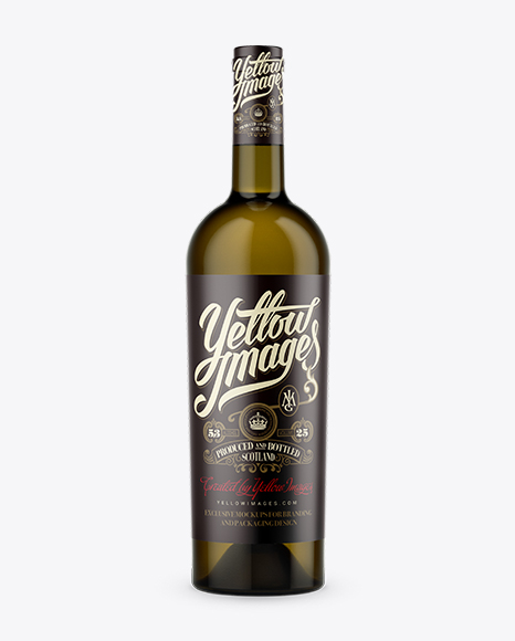 Antique Green Glass Wine Bottle Mockup
