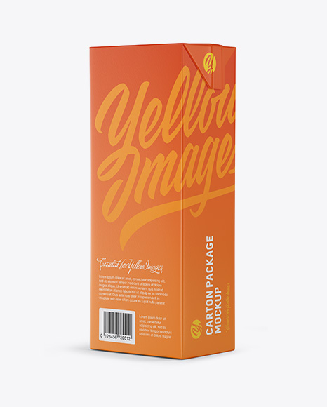 Download Carton Package With Straw Mockup Halfside View In Box Mockups On Yellow Images Object Mockups PSD Mockup Templates