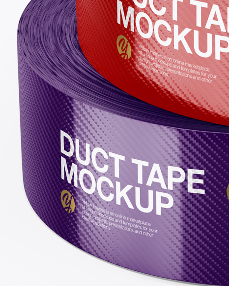 Two Textured Duct Tape Rolls Mockup (High-Angle Shot) on Yellow Images