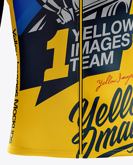 Men S Cycling Thermal Jersey Ls Mockup Front View In Apparel Mockups On Yellow Images Object Mockups