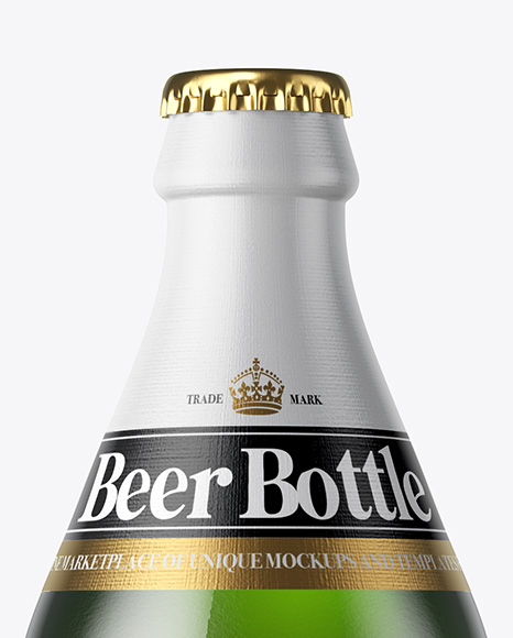 Green Beer Bottle Mockup PSD #2