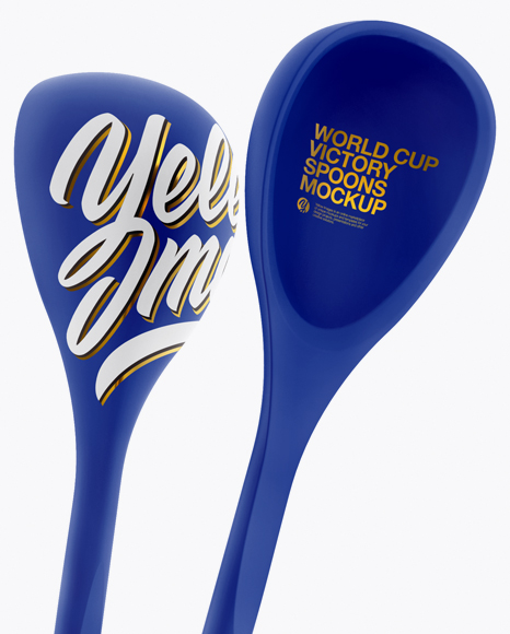 Matte World Cup Victory Spoons Mockup - Half Side View on Yellow Images