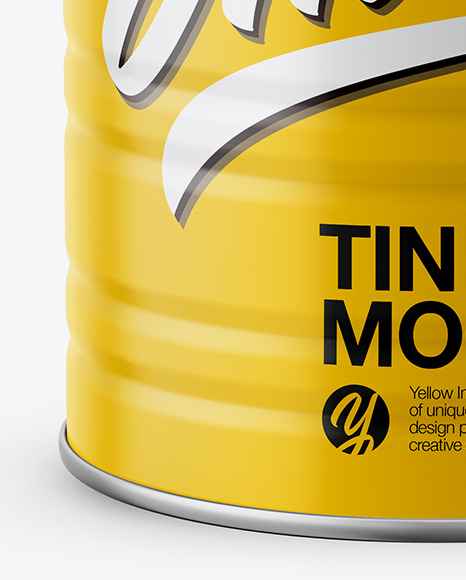 Glossy Tin Can Mockup   High Angle Shot PSD #1