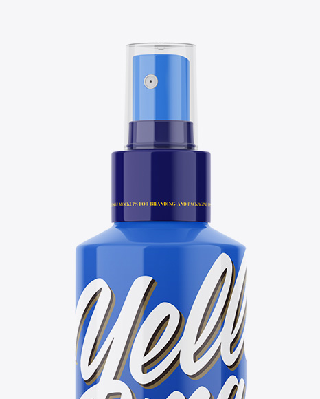 Glossy Cosmetic Sprayer Bottle Mockup on Yellow Images Object Mockups