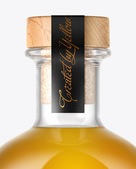 Download Single Malt Whisky Bottle with Wooden Cap Mockup in Bottle Mockups on Yellow Images Object Mockups